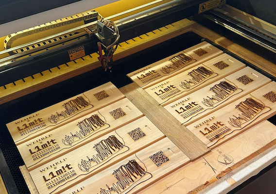 Laser-Vorgang für die Holzkiste